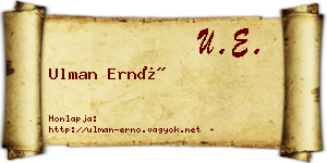 Ulman Ernő névjegykártya